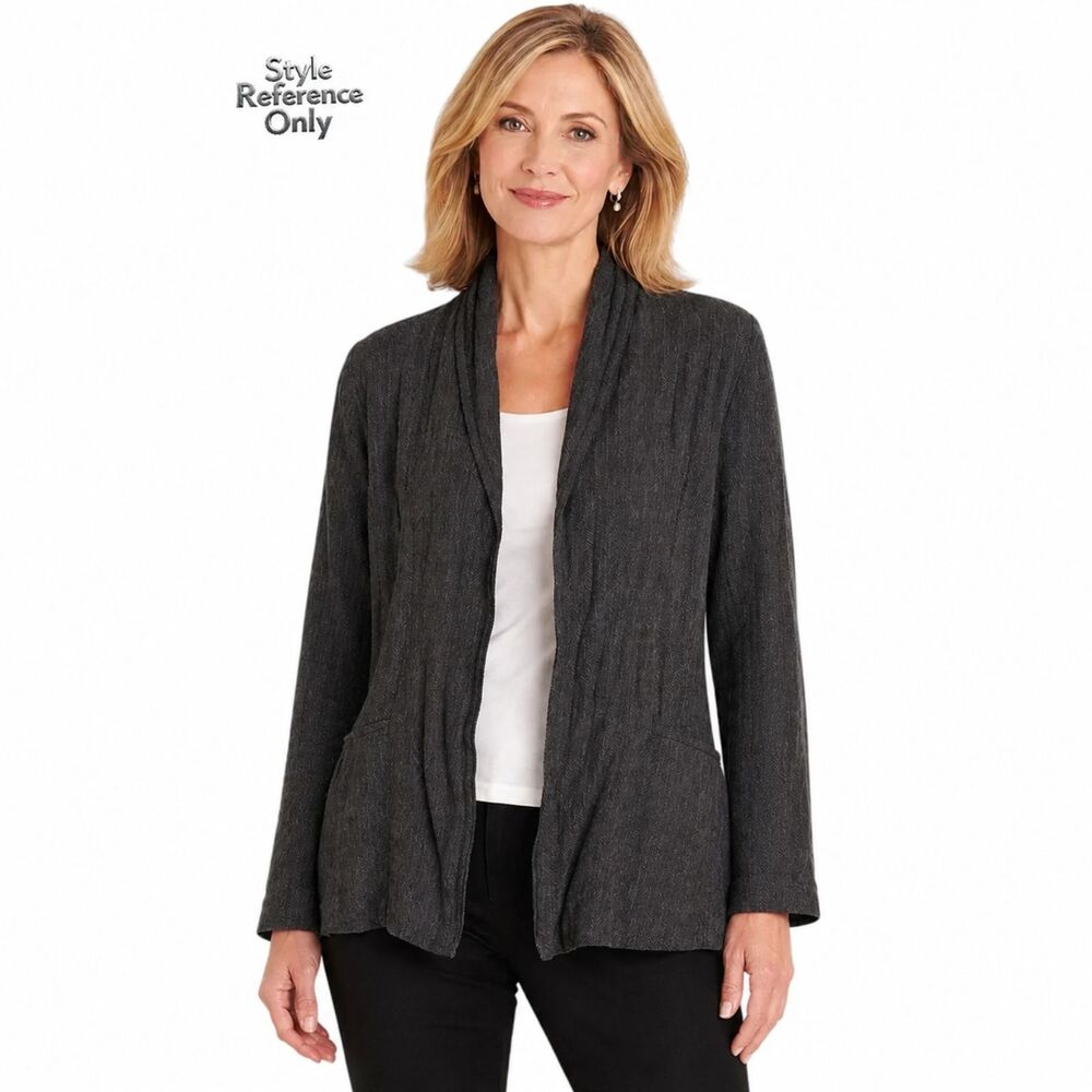 Eileen Fisher System Crinkle Blazer Jacket Charcoal Gray Wool Blend Size XL